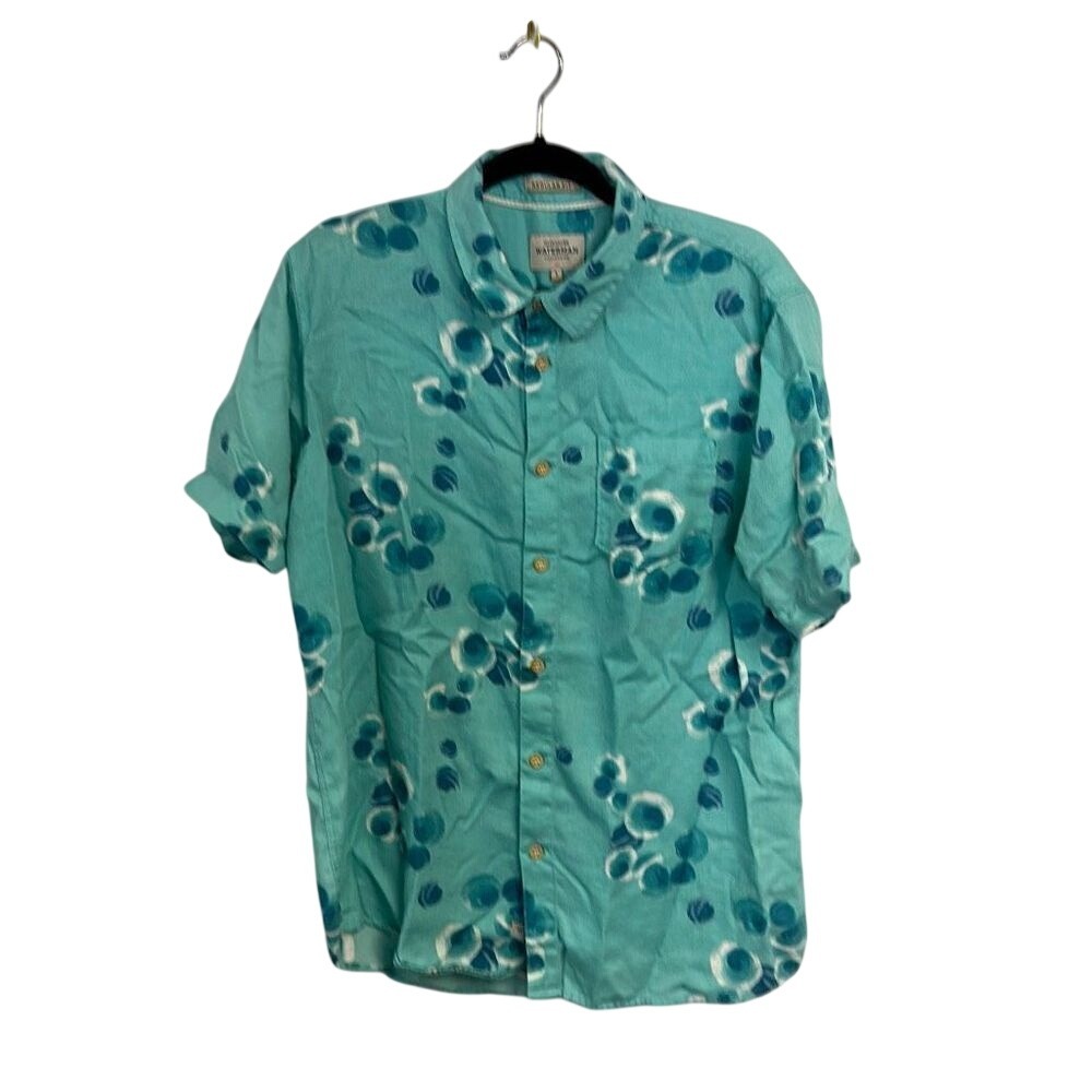 Quiksilver Water Man Collection Mens Blue Short-Sleeve Button-Down Shirt Large